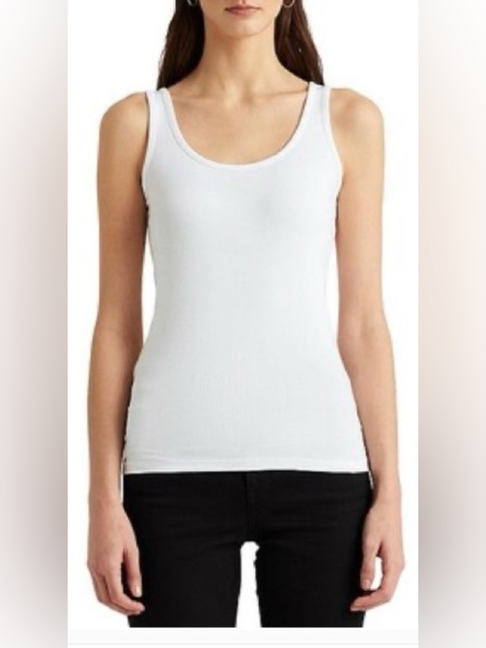 Ralph Lauren NWT Classic White Ribbed Cotton Scoop Neck Tank Top Size 1X